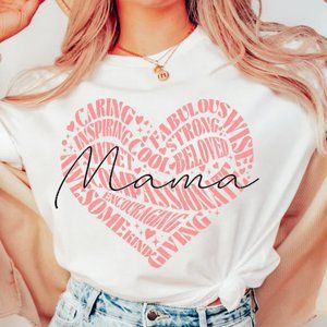 Mama heart Mama Heart Typography Motivational mom quotes shirt retro tee J589